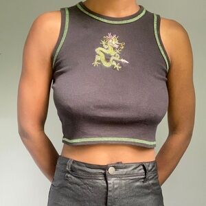 Brandy Melville Charcoal Tank with Green Dragon